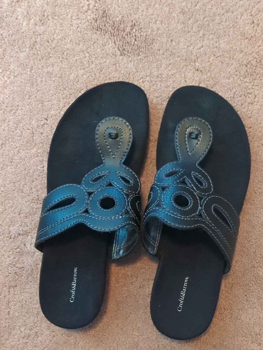 Croft & Barrow Black DecorativeStitchSlide Sandals.BrandNew. Tags On Bottom SALE